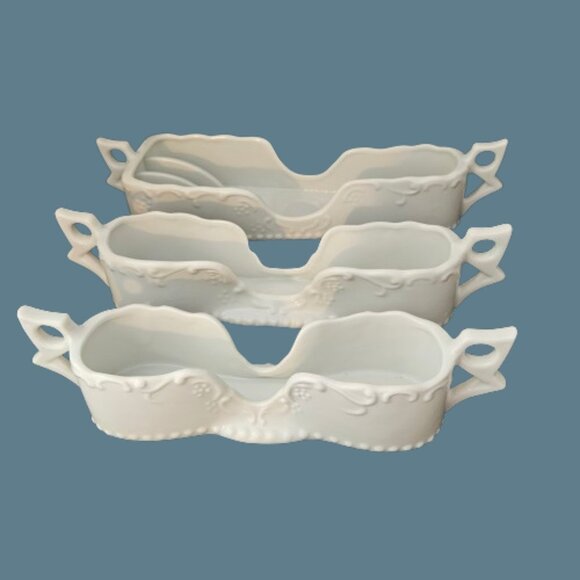 Vintage White Porcelain Silverware Holders Set of 3 by Maryland China Japan - Picture 1 of 12